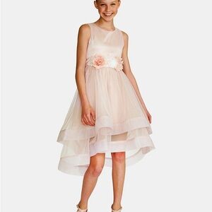 Rare Editions Boutique Blush Pink Sleeveless Dress with Floral Accent